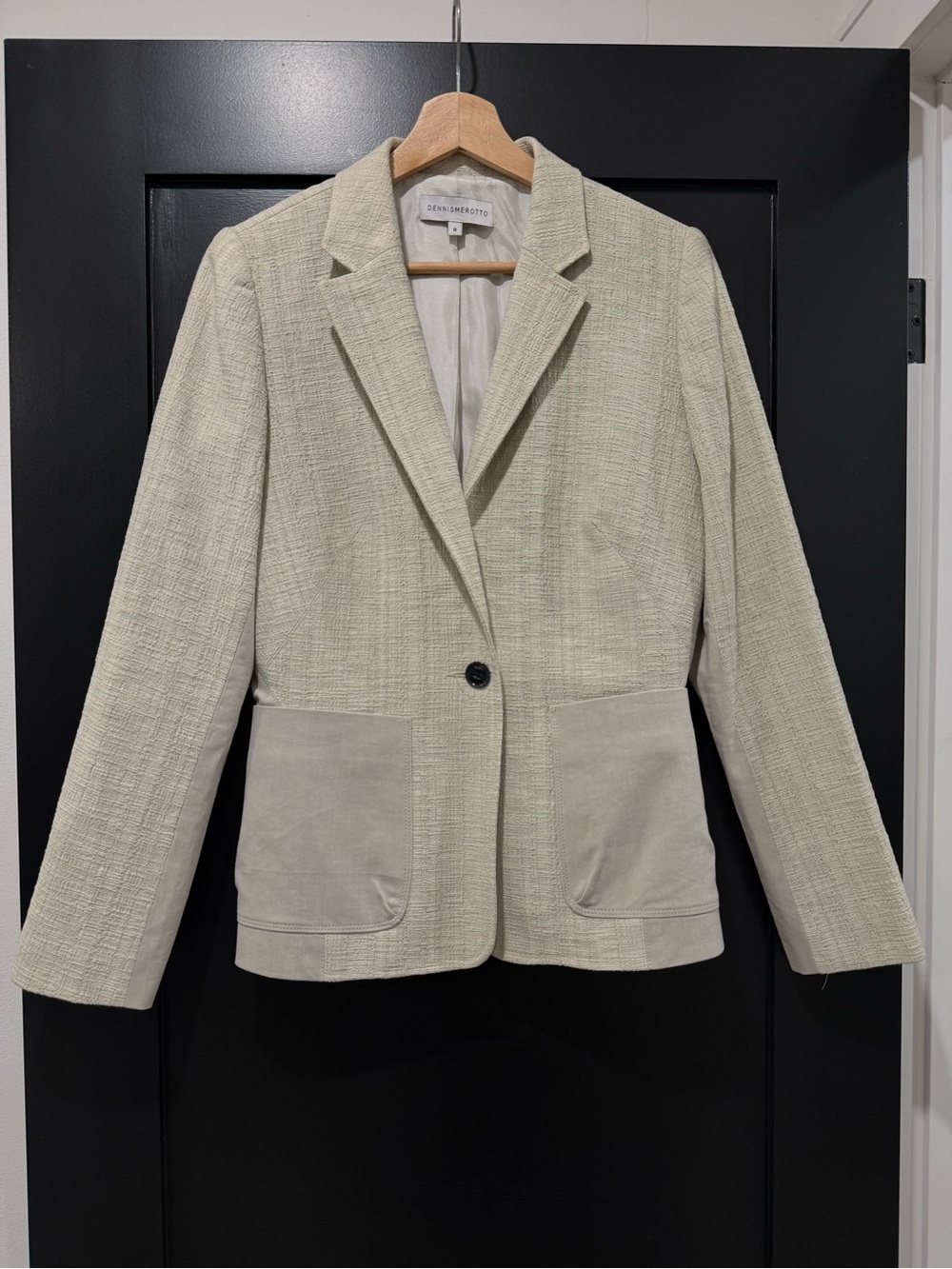 Dean & DeLuca Style Cream Textured Women's Blazer
